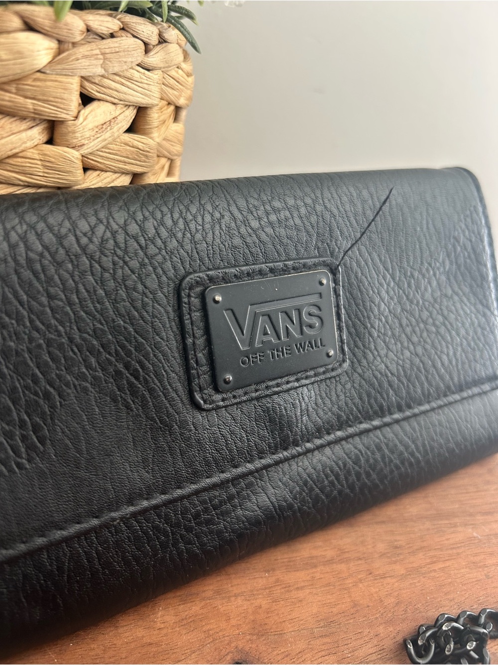 Vans Black Pebbled Leather Wallet cross body Purse - Vans